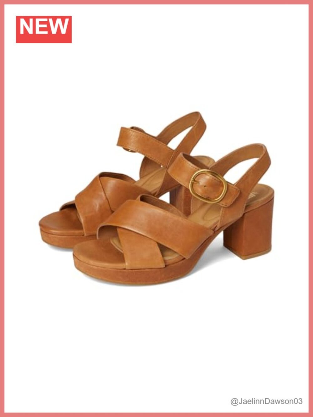 Leather Ankle Strap Platform Heel Sandals Womens Block Heel